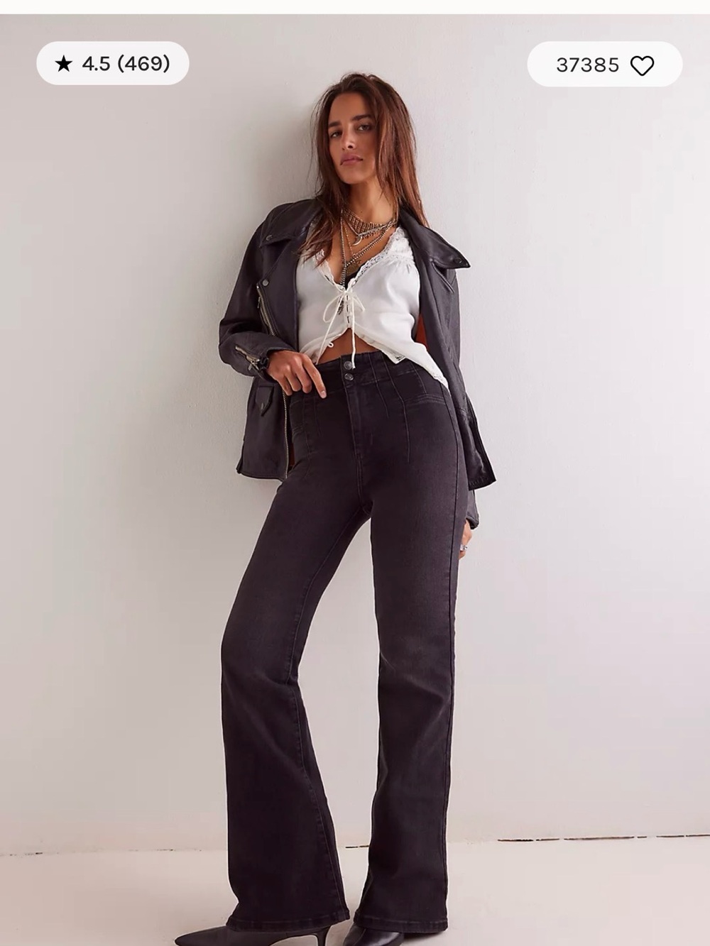 We the Free (Free People) Black High-Rise Flare Jeans